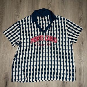 ASOS DESIGN Monte Carlo Graphic V-Neck Sweater Size L US 12–14